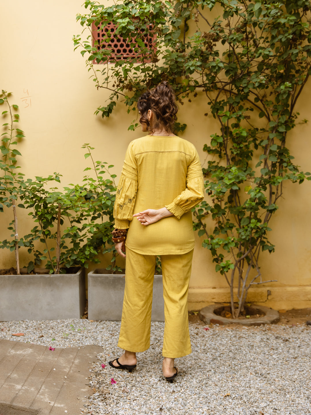 Harpper Mustard Embroidery Co-ord set